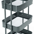 Chariot de rangement roulant en métal à 4 niveaux avec roulettes — Blanc / Rose / Noir / Rouge / Beige / Bleu / Gris, Pour 1 personne