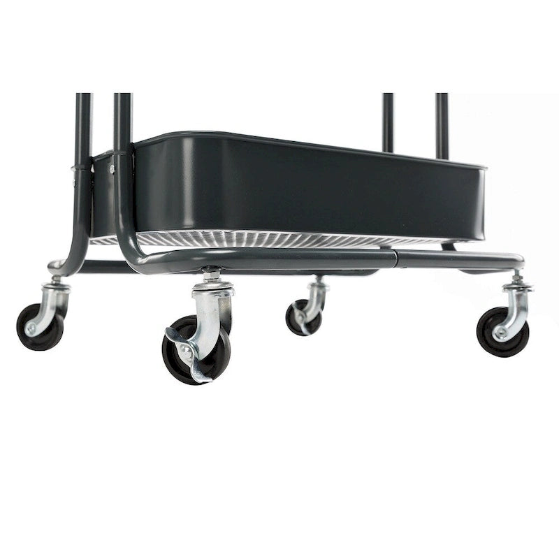 Chariot de rangement roulant en métal à 4 niveaux avec roulettes — Blanc / Rose / Noir / Rouge / Beige / Bleu / Gris, Pour 1 personne