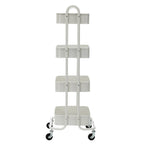 Chariot de rangement roulant en métal à 4 niveaux avec roulettes — Blanc / Rose / Noir / Rouge / Beige / Bleu / Gris, Pour 1 personne
