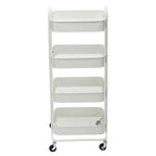 Chariot de rangement roulant en métal à 4 niveaux avec roulettes — Blanc / Rose / Noir / Rouge / Beige / Bleu / Gris, Pour 1 personne