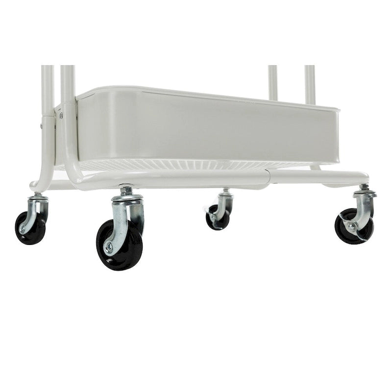 Chariot de rangement roulant en métal à 4 niveaux avec roulettes — Blanc / Rose / Noir / Rouge / Beige / Bleu / Gris, Pour 1 personne