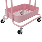 Chariot de rangement roulant en métal à 4 niveaux avec roulettes — Blanc / Rose / Noir / Rouge / Beige / Bleu / Gris, Pour 1 personne
