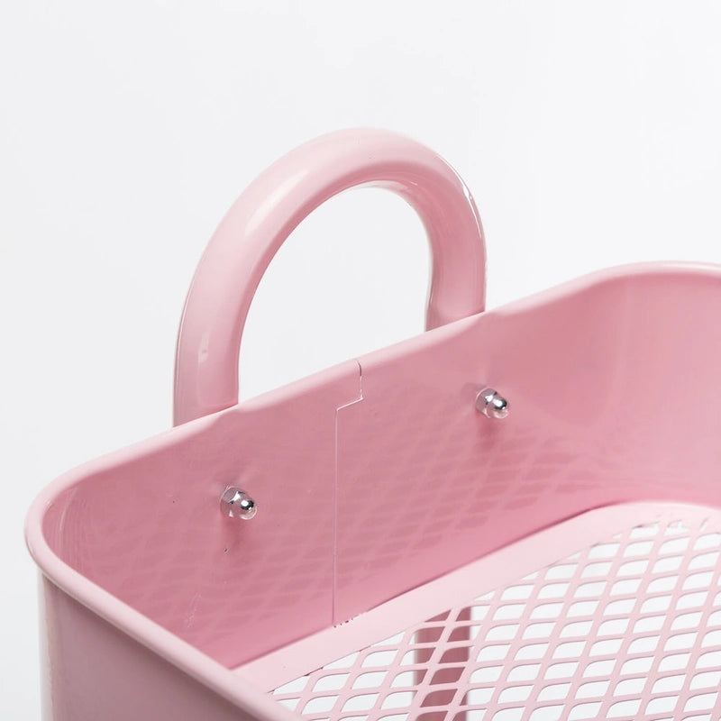 Chariot de rangement roulant en métal à 4 niveaux avec roulettes — Blanc / Rose / Noir / Rouge / Beige / Bleu / Gris, Pour 1 personne