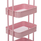 Chariot de rangement roulant en métal à 4 niveaux avec roulettes — Blanc / Rose / Noir / Rouge / Beige / Bleu / Gris, Pour 1 personne