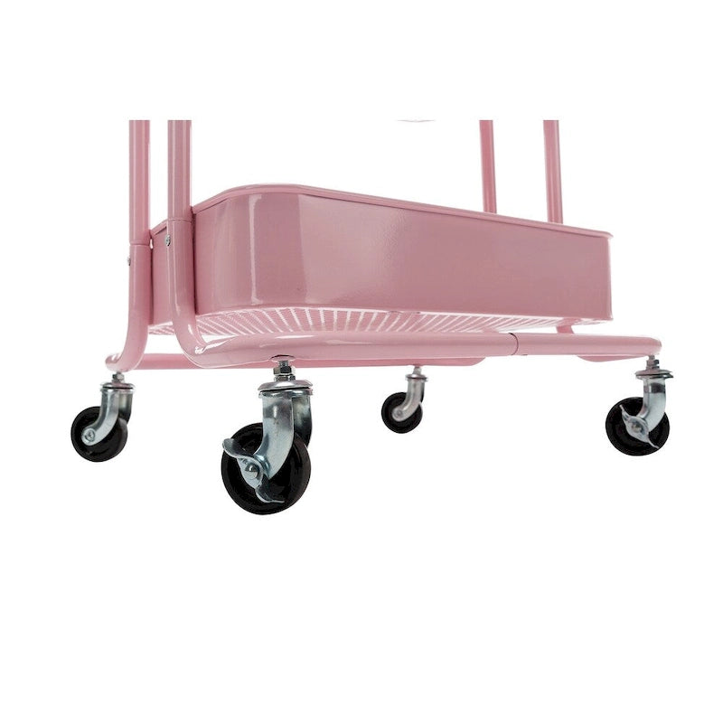 Chariot de rangement roulant en métal à 4 niveaux avec roulettes — Blanc / Rose / Noir / Rouge / Beige / Bleu / Gris, Pour 1 personne