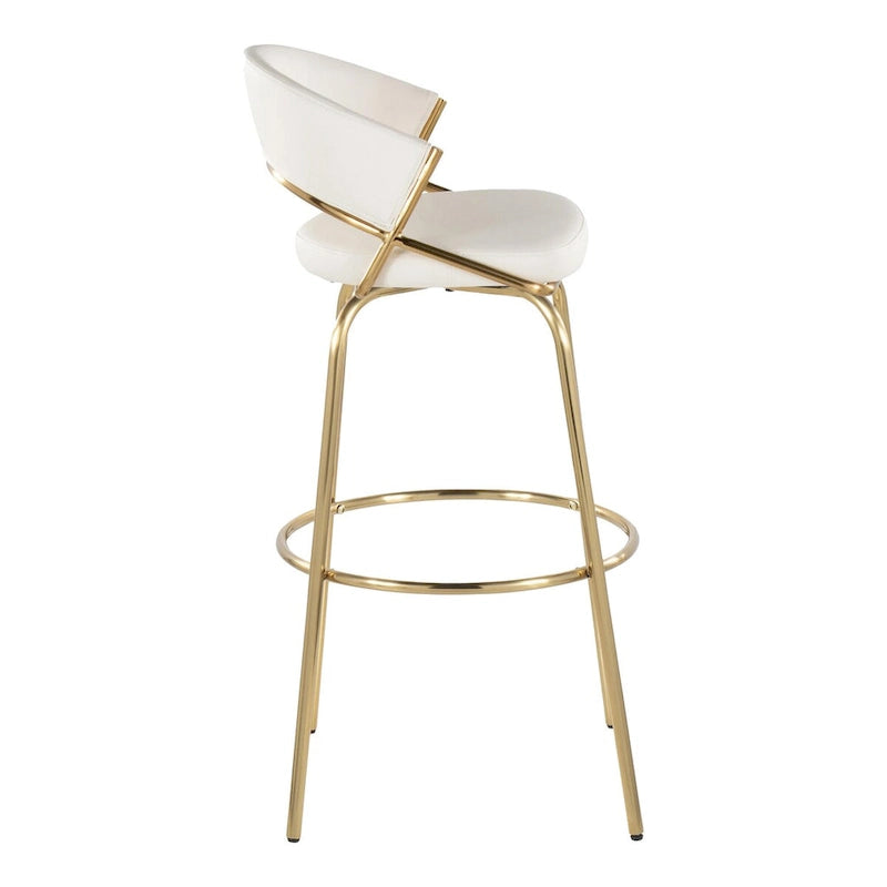 Tabouret de bar en similicuir à hauteur fixe avec pieds en métal, noir/blanc, lot de 2