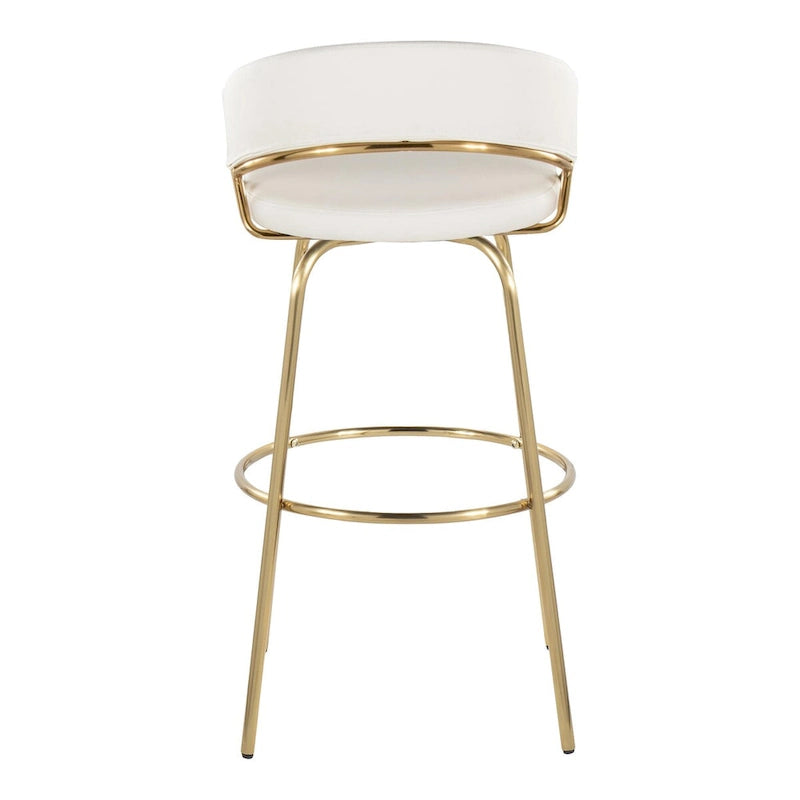 Tabouret de bar en similicuir à hauteur fixe avec pieds en métal, noir/blanc, lot de 2