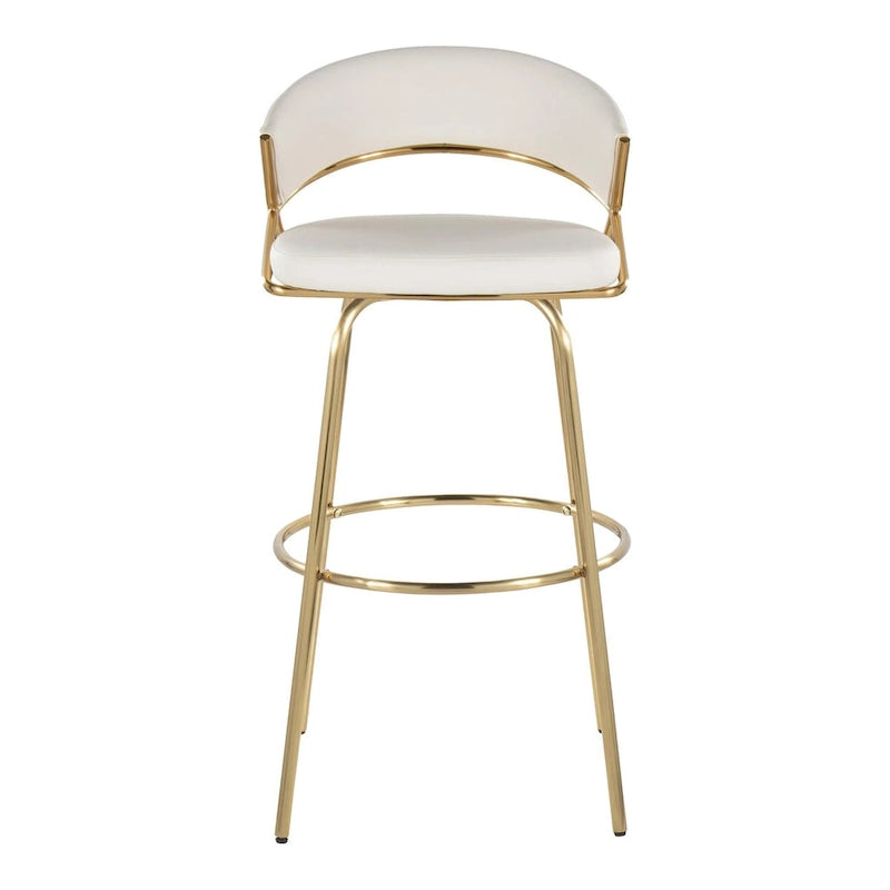 Tabouret de bar en similicuir à hauteur fixe avec pieds en métal, noir/blanc, lot de 2