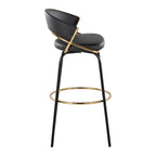 Tabouret de bar en similicuir à hauteur fixe avec pieds en métal, noir/blanc, lot de 2