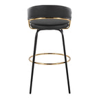 Tabouret de bar en similicuir à hauteur fixe avec pieds en métal, noir/blanc, lot de 2