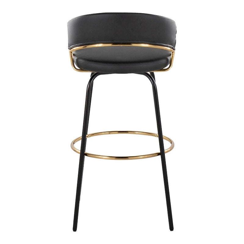 Tabouret de bar en similicuir à hauteur fixe avec pieds en métal, noir/blanc, lot de 2