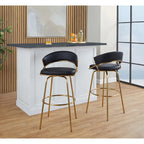 Tabouret de bar en similicuir à hauteur fixe avec pieds en métal, noir/blanc, lot de 2