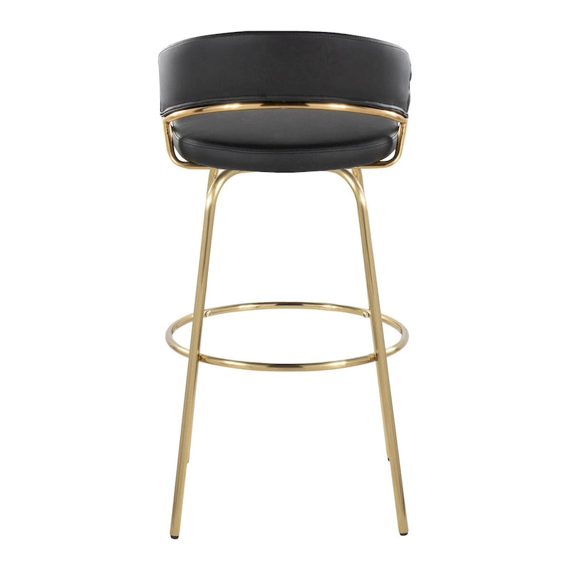 Tabouret de bar en similicuir à hauteur fixe avec pieds en métal, noir/blanc, lot de 2