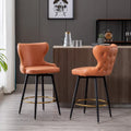 Tabouret de bar pivotant orange / gris clair / gris foncé / beige, similicuir capitonné, lot de 2