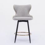 Tabouret de bar pivotant orange / gris clair / gris foncé / beige, similicuir capitonné, lot de 2