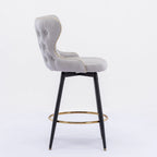 Tabouret de bar pivotant orange / gris clair / gris foncé / beige, similicuir capitonné, lot de 2