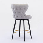 Tabouret de bar pivotant orange / gris clair / gris foncé / beige, similicuir capitonné, lot de 2