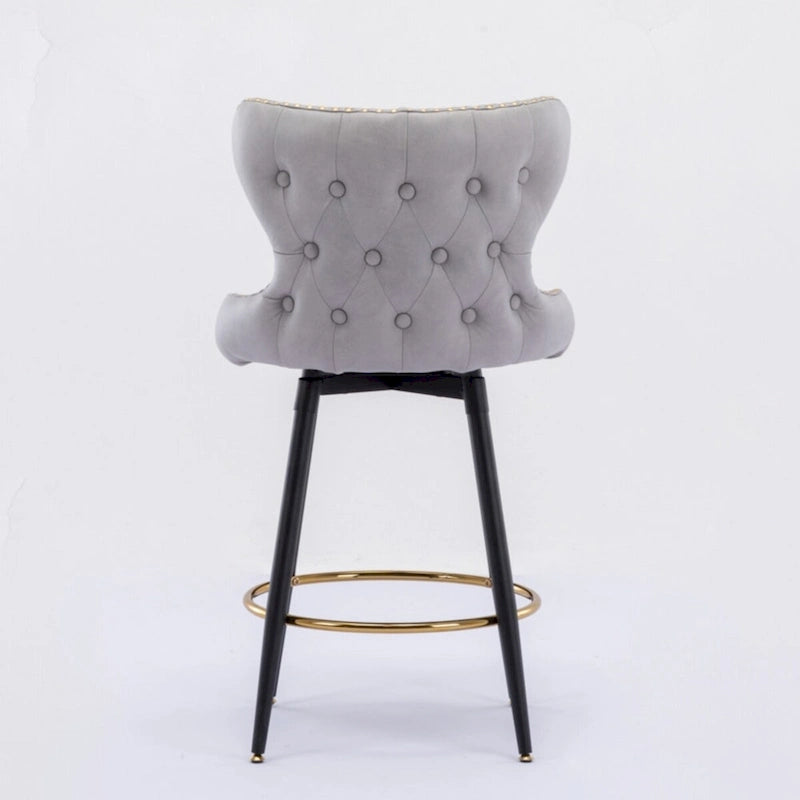 Tabouret de bar pivotant orange / gris clair / gris foncé / beige, similicuir capitonné, lot de 2