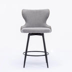 Tabouret de bar pivotant orange / gris clair / gris foncé / beige, similicuir capitonné, lot de 2