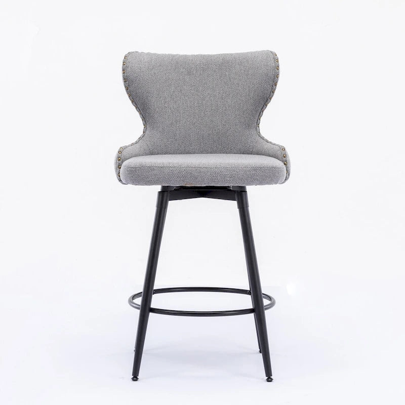 Tabouret de bar pivotant orange / gris clair / gris foncé / beige, similicuir capitonné, lot de 2