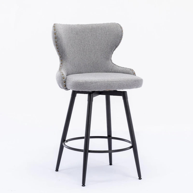 Tabouret de bar pivotant orange / gris clair / gris foncé / beige, similicuir capitonné, lot de 2