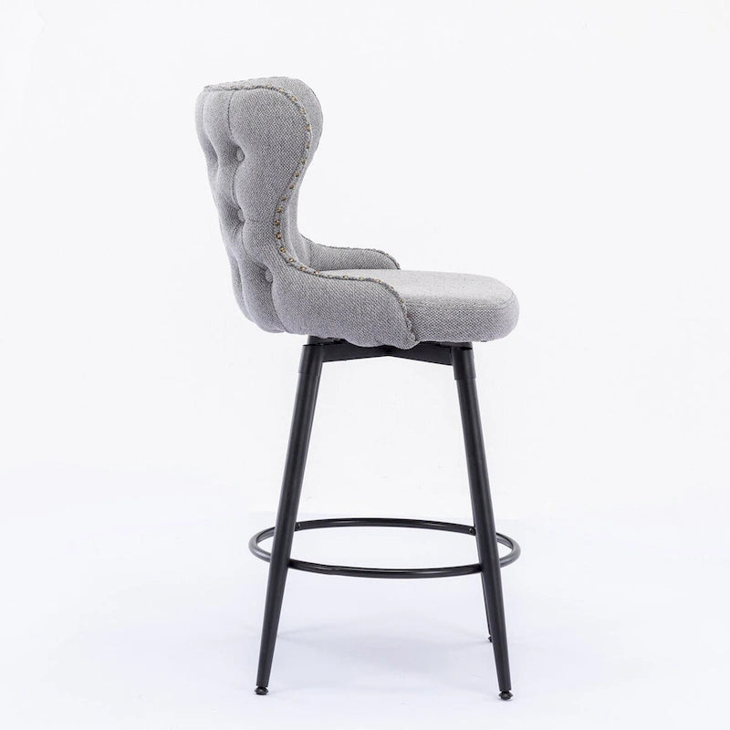 Tabouret de bar pivotant orange / gris clair / gris foncé / beige, similicuir capitonné, lot de 2