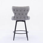 Tabouret de bar pivotant orange / gris clair / gris foncé / beige, similicuir capitonné, lot de 2