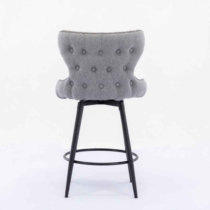 Tabouret de bar pivotant orange / gris clair / gris foncé / beige, similicuir capitonné, lot de 2