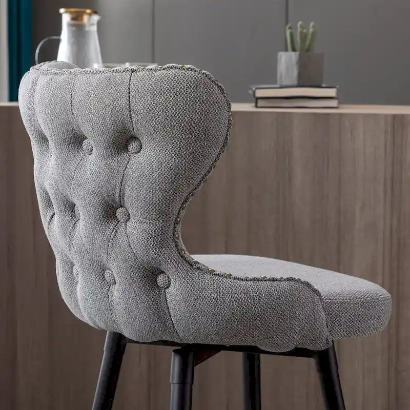 Tabouret de bar pivotant orange / gris clair / gris foncé / beige, similicuir capitonné, lot de 2