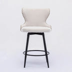Tabouret de bar pivotant orange / gris clair / gris foncé / beige, similicuir capitonné, lot de 2