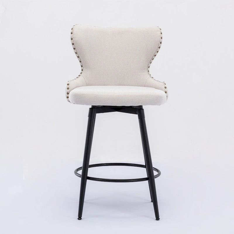 Tabouret de bar pivotant orange / gris clair / gris foncé / beige, similicuir capitonné, lot de 2