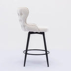 Tabouret de bar pivotant orange / gris clair / gris foncé / beige, similicuir capitonné, lot de 2