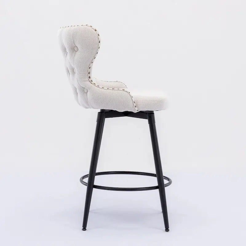 Tabouret de bar pivotant orange / gris clair / gris foncé / beige, similicuir capitonné, lot de 2
