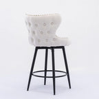Tabouret de bar pivotant orange / gris clair / gris foncé / beige, similicuir capitonné, lot de 2
