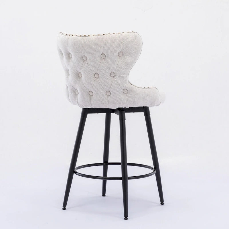 Tabouret de bar pivotant orange / gris clair / gris foncé / beige, similicuir capitonné, lot de 2