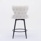 Tabouret de bar pivotant orange / gris clair / gris foncé / beige, similicuir capitonné, lot de 2