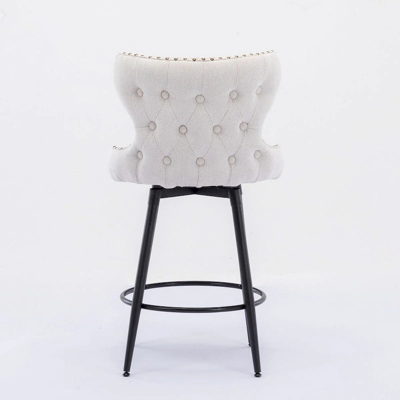 Tabouret de bar pivotant orange / gris clair / gris foncé / beige, similicuir capitonné, lot de 2
