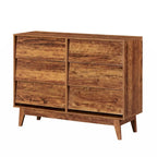 Commode double 6 tiroirs marron, style biseauté vintage, pour 1