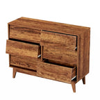 Commode double 6 tiroirs marron, style biseauté vintage, pour 1