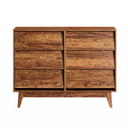 Commode double 6 tiroirs marron, style biseauté vintage, pour 1