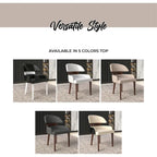 Chaise de salle à manger en cuir vegan – Dossier incurvé, pieds en hévéa (Blanc / Noir / Noir et crème / Taupe / Gris) – À l'unité