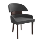 Chaise de salle à manger en cuir vegan – Dossier incurvé, pieds en hévéa (Blanc / Noir / Noir et crème / Taupe / Gris) – À l'unité