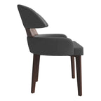 Chaise de salle à manger en cuir vegan – Dossier incurvé, pieds en hévéa (Blanc / Noir / Noir et crème / Taupe / Gris) – À l'unité