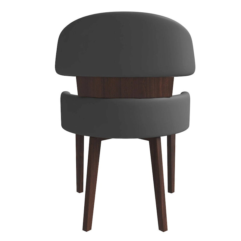Chaise de salle à manger en cuir vegan – Dossier incurvé, pieds en hévéa (Blanc / Noir / Noir et crème / Taupe / Gris) – À l'unité