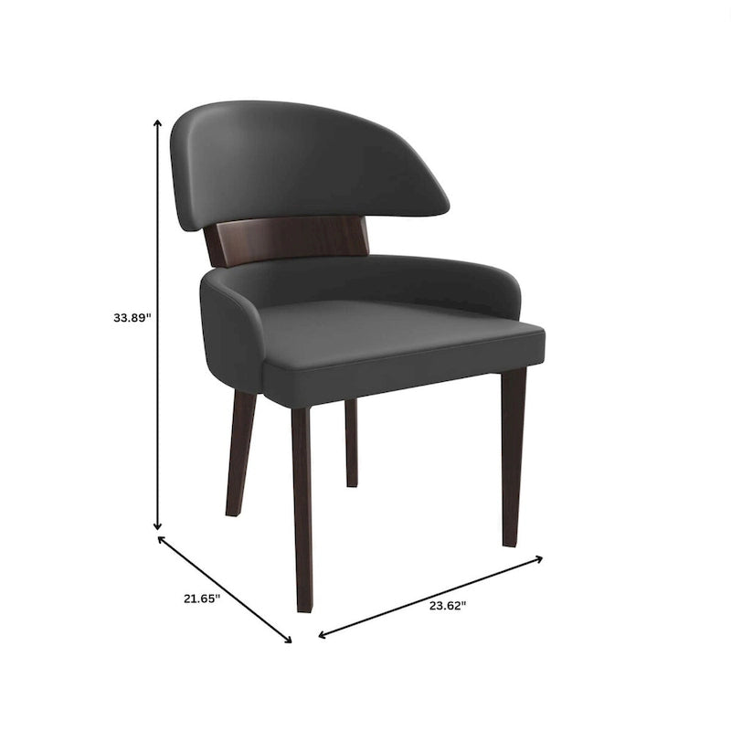 Chaise de salle à manger en cuir vegan – Dossier incurvé, pieds en hévéa (Blanc / Noir / Noir et crème / Taupe / Gris) – À l'unité