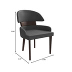 Chaise de salle à manger en cuir vegan – Dossier incurvé, pieds en hévéa (Blanc / Noir / Noir et crème / Taupe / Gris) – À l'unité
