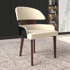 Chaise de salle à manger en cuir vegan – Dossier incurvé, pieds en hévéa (Blanc / Noir / Noir et crème / Taupe / Gris) – À l'unité