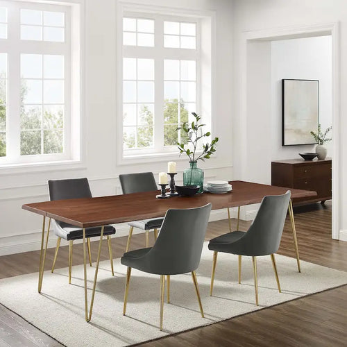 Table de salle à manger 244 cm en bois d'acacia massif – Crème/Doré et Noir, 10 places