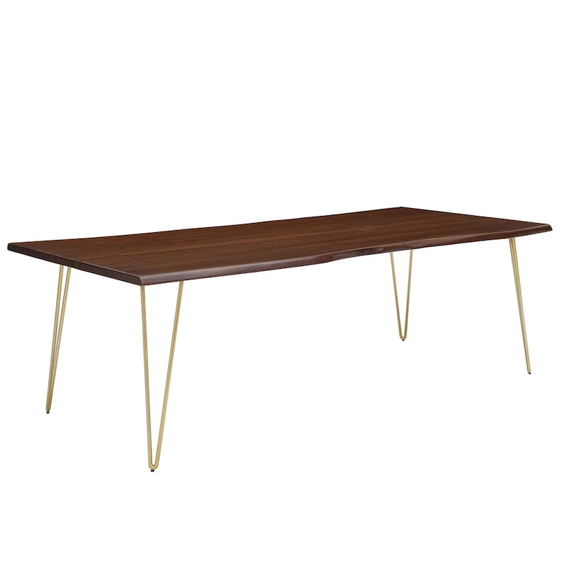 Table de salle à manger 244 cm en bois d'acacia massif – Crème/Doré et Noir, 10 places