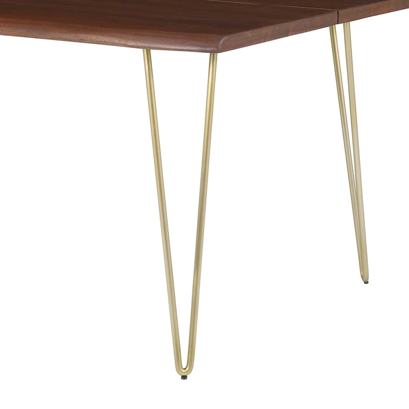 Table de salle à manger 244 cm en bois d'acacia massif – Crème/Doré et Noir, 10 places